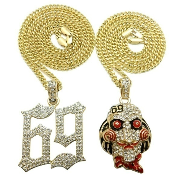 Iced Out 6ix9ine Saw Inspired & 69 Pendant & 20" 2 - Picture 1 of 5